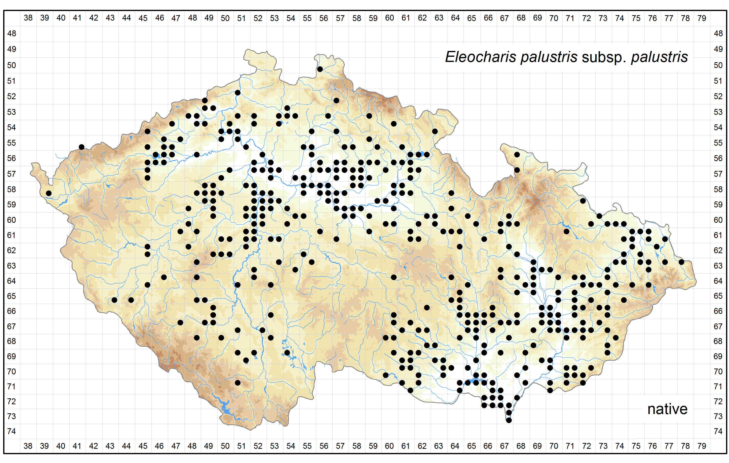 Distribution of Eleocharis palustris subsp.