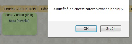 a) klikneme na zelenou hodinu (můžeme se na ni registrovat) b) vybereme kupon, kterým budeme platit c) v kalendáři se daná hodina zažlutí jsme na ni zaregistrováni