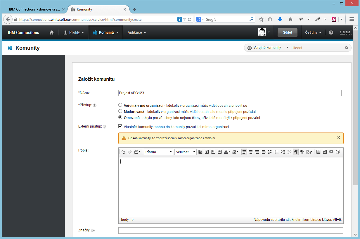 Založení komunity s