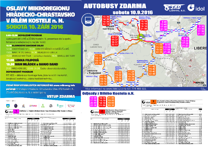 spojení veřejnou dopravou (Hejnické sklavnosti, Oslavy Ještědu, Harrachovské slavnosti,.