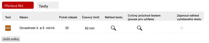 4. Vyberte jedno z nabízených testování, na které se chcete podívat nebo si ho cvičně projít a klikněte na něj Testování, ze kterých můžete volit 5. klikněte na ikonu Testy Testy 6.