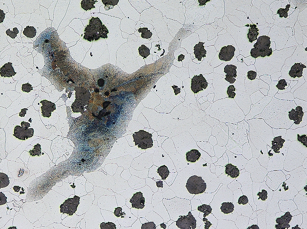 Západočeská univerzita v Plzni. Fakulta strojní. Bakalářská práce, akad. rok 2012/13 8) Vzorek 023SH AC2 Předmět zkoušek: CASTOR 440/84M-023SH Hohlbohkern Obrázek 64: Naleptaný vzorek 023SH AC2.