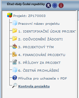 26. Závěrečné informace V sekci Kontrola projektu můžete provádět průběžnou i konečnou kontrolu projektu. Zde se Vám zobrazí všechny chyby, které ve Vaší žádosti jsou.