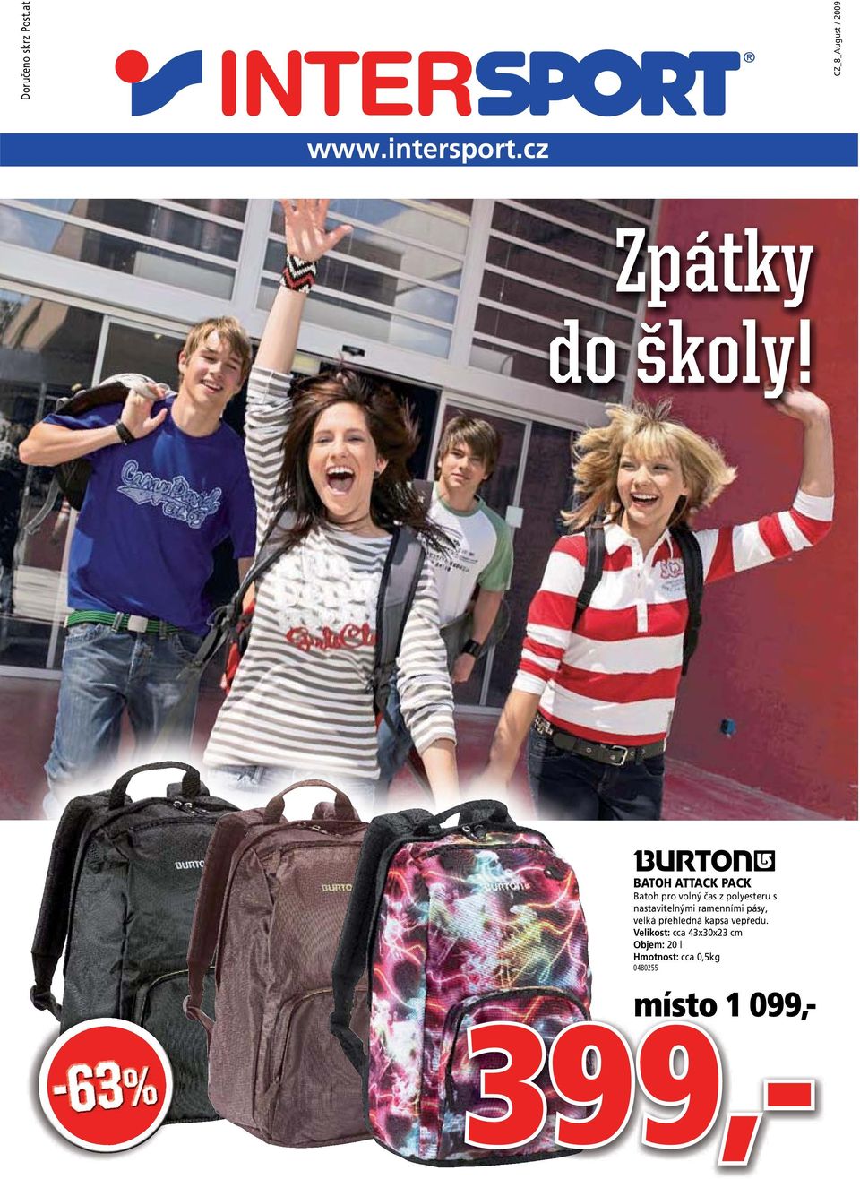 BATOH ATTACK PACK Batoh pro volný čas z polyesteru s nastavitelnými