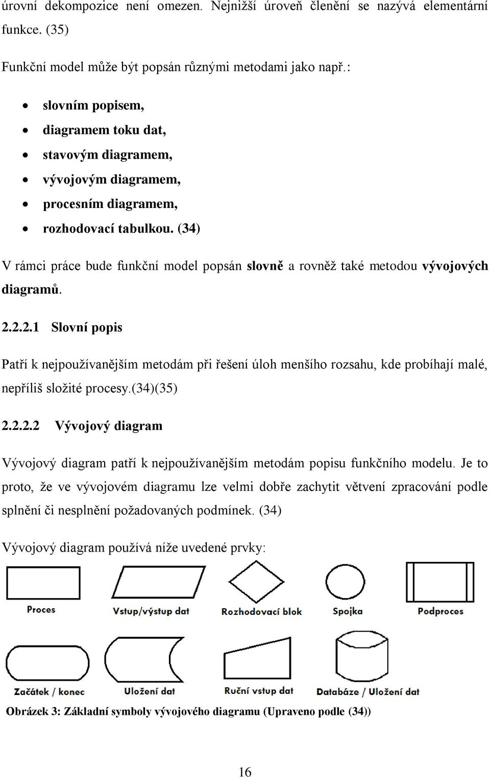 (34) V rámci práce bude funkční model popsán slovně a rovněţ také metodou vývojových diagramů. 2.