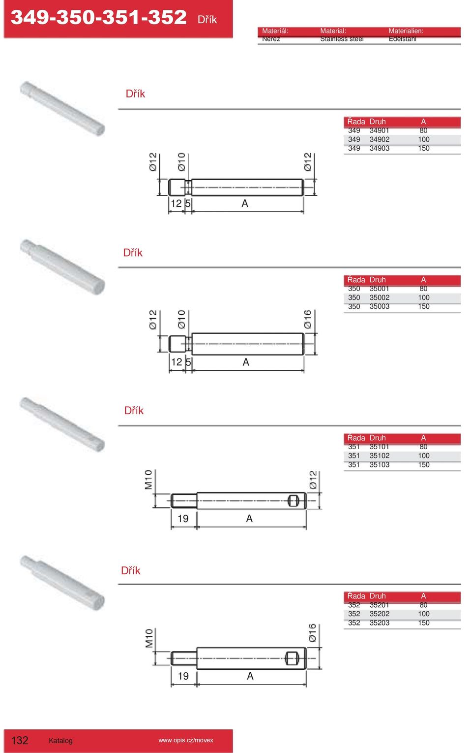 350 35002 100 350 35003 150 12 5 A Dřík Řada Druh A 351 35101 80 351 35102 100 351 35103 150