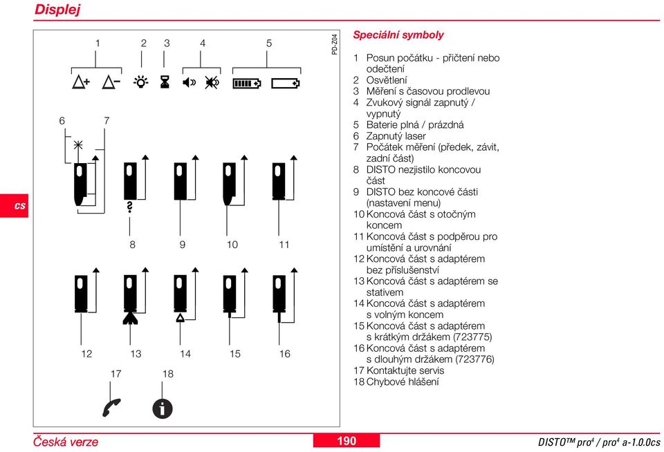 otočným koncem Koncová část s podpěrou pro umístění a urovnání 2 Koncová část s adaptérem bez příslušenství 3 Koncová část s adaptérem se stativem 4 Koncová část s adaptérem s