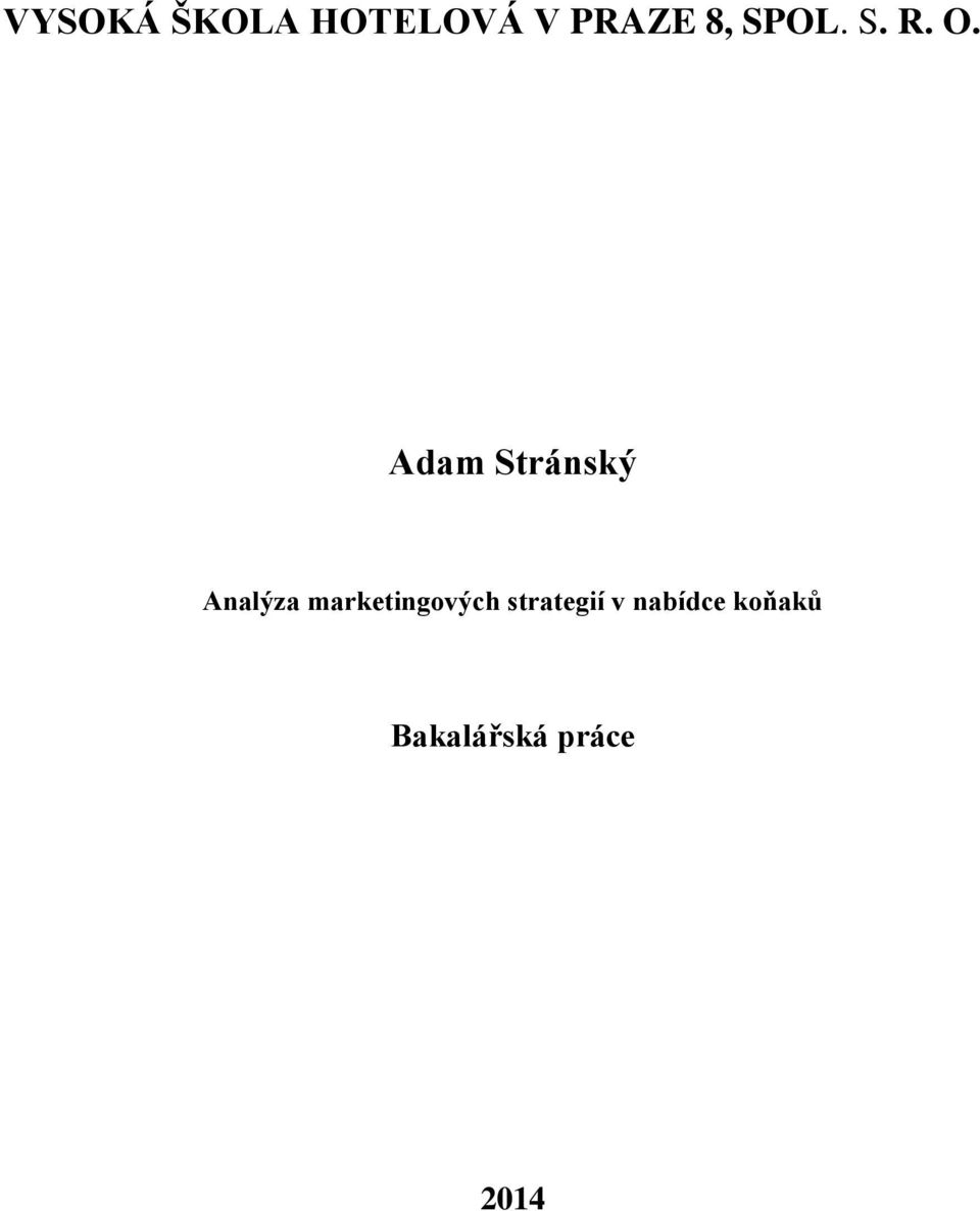 Adam Stránský Analýza