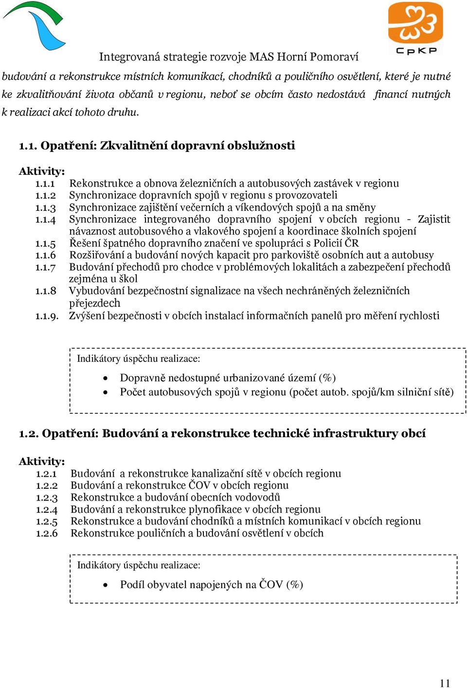 1.3 Synchronizace zajištění večerních a víkendových spojů a na směny 1.1.4 Synchronizace integrovaného dopravního spojení v obcích regionu - Zajistit návaznost autobusového a vlakového spojení a koordinace školních spojení 1.