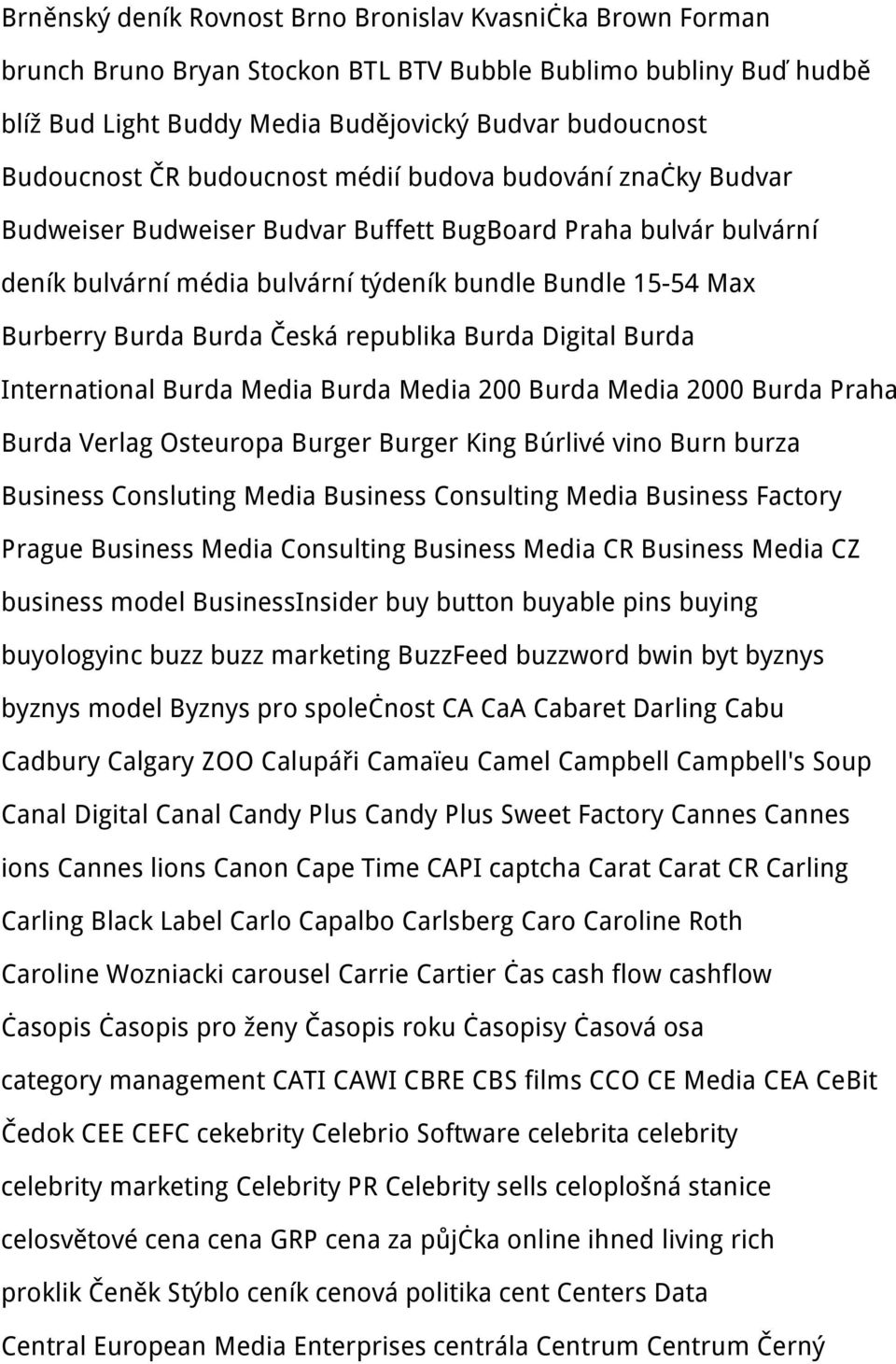 Česká republika Burda Digital Burda International Burda Media Burda Media 200 Burda Media 2000 Burda Praha Burda Verlag Osteuropa Burger Burger King Búrlivé vino Burn burza Business Consluting Media