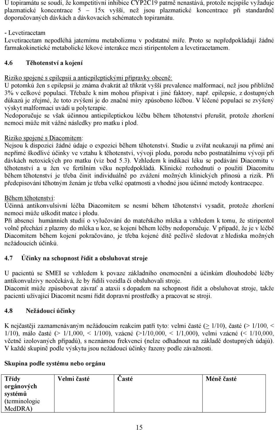 Proto se nepředpokládají žádné farmakokinetické metabolické lékové interakce mezi stiripentolem a levetiracetamem. 4.