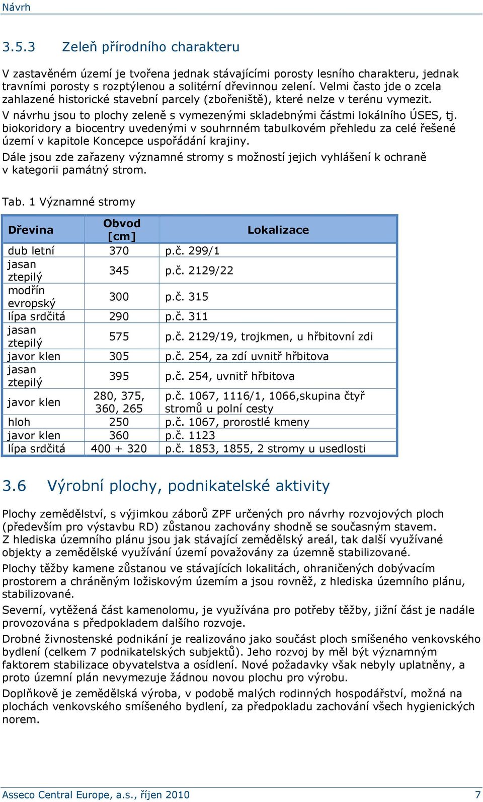 biokoridory a biocentry uvedenými v souhrnném tabulkovém přehledu za celé řešené území v kapitole Koncepce uspořádání krajiny.