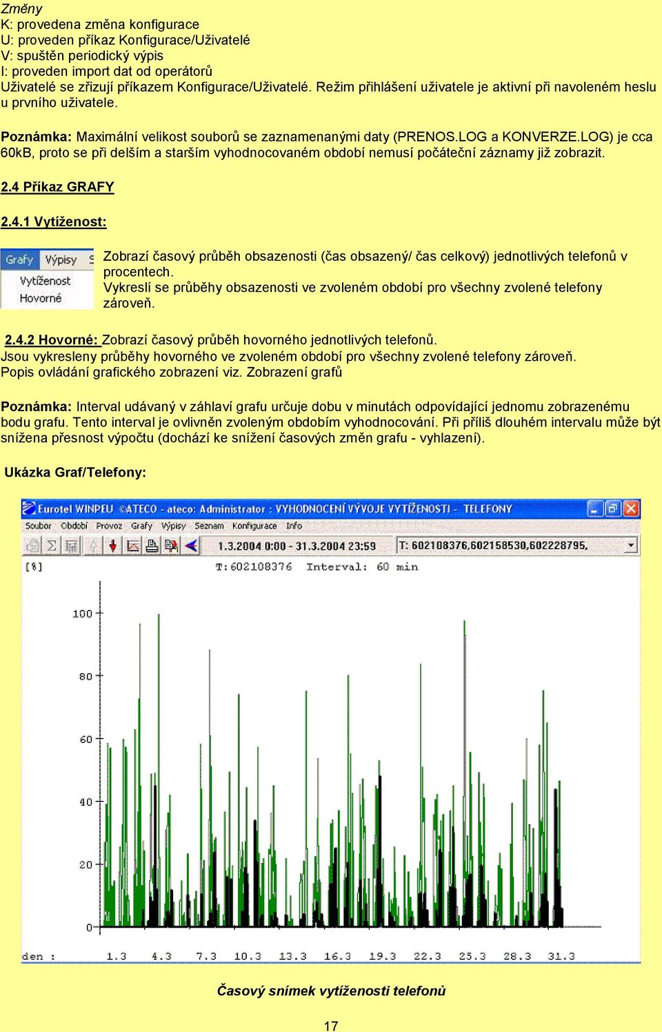 LOG) je cca 60kB, proto se při delším a starším vyhodnocovaném období nemusí počáteční záznamy jiţ zobrazit. 2.4 