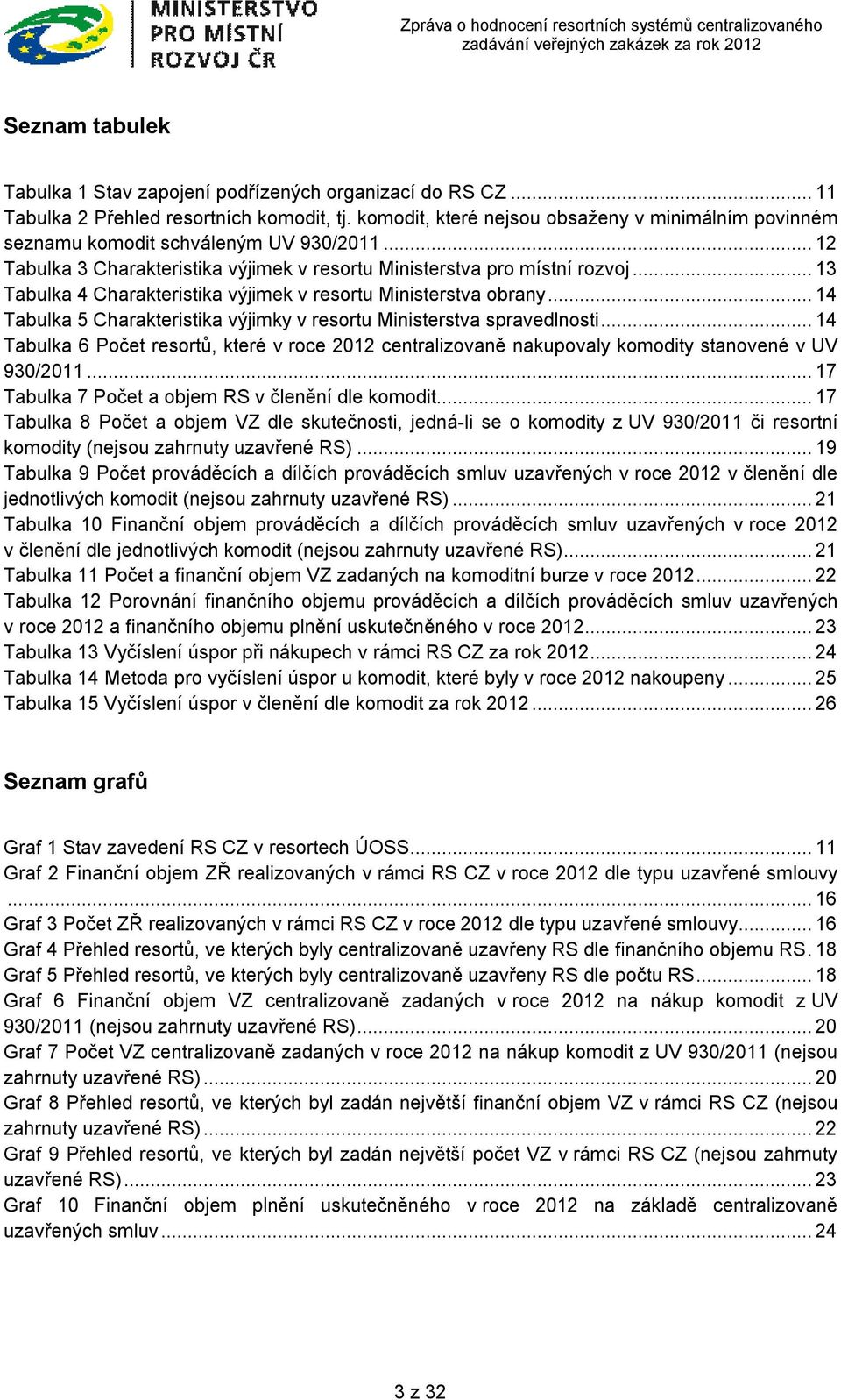 .. 13 Tabulka 4 Charakteristika výjimek v resortu Ministerstva obrany... 14 Tabulka 5 Charakteristika výjimky v resortu Ministerstva spravedlnosti.