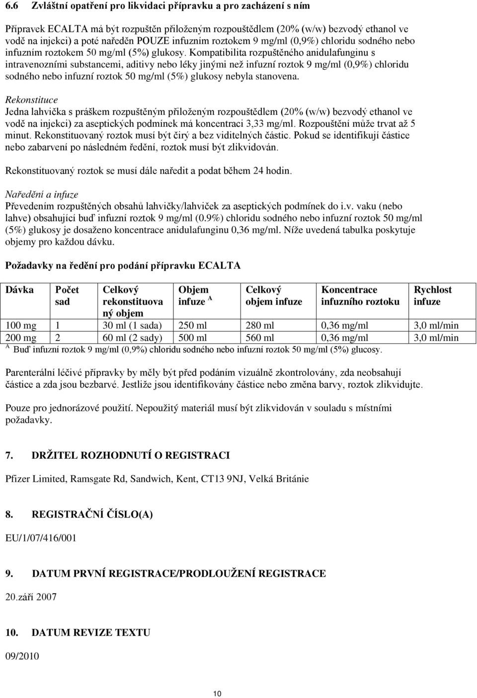 Kompatibilita rozpuštěného anidulafunginu s intravenozními substancemi, aditivy nebo léky jinými než infuzní roztok 9 mg/ml (0,9%) chloridu sodného nebo infuzní roztok 50 mg/ml (5%) glukosy nebyla