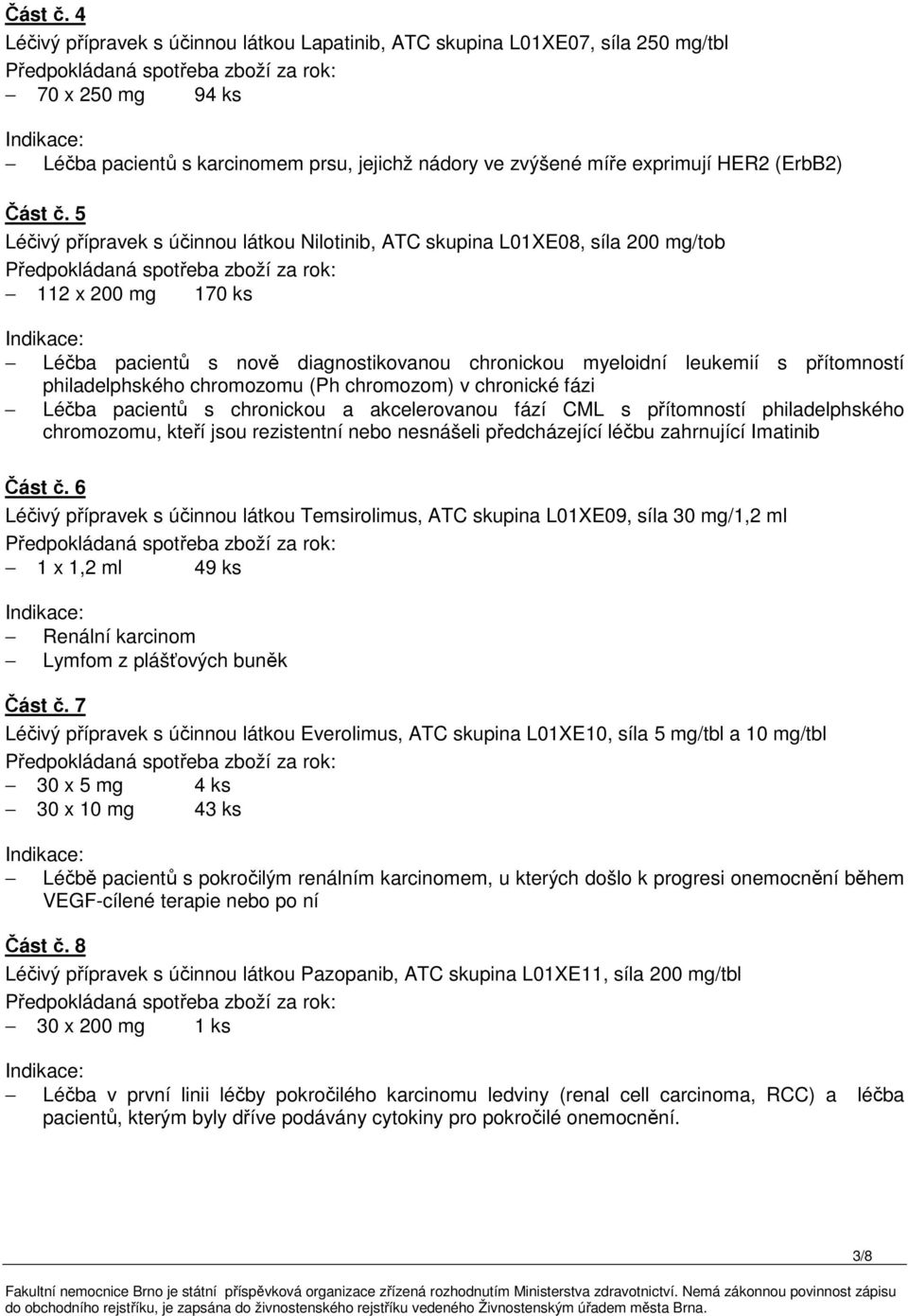 přípravek s účinnou látkou Nilotinib, ATC skupina L01XE08, síla 200 mg/tob 112 x 200 mg 170 ks Léčba pacientů s nově diagnostikovanou chronickou myeloidní leukemií s přítomností philadelphského