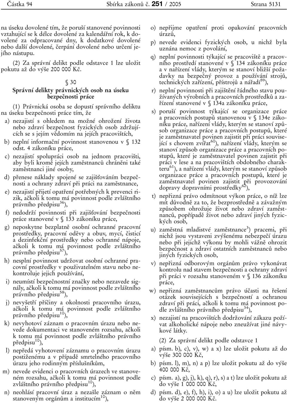 nebo dalsоуб dovoleneб, cоerpaбnуб dovoleneб nebo urcоenуб jejубho naбstupu. (2) Za spraбvnуб delikt podle odstavce 1 lze ulozоit pokutu azо dovyбsоe 200 000 Kcо.