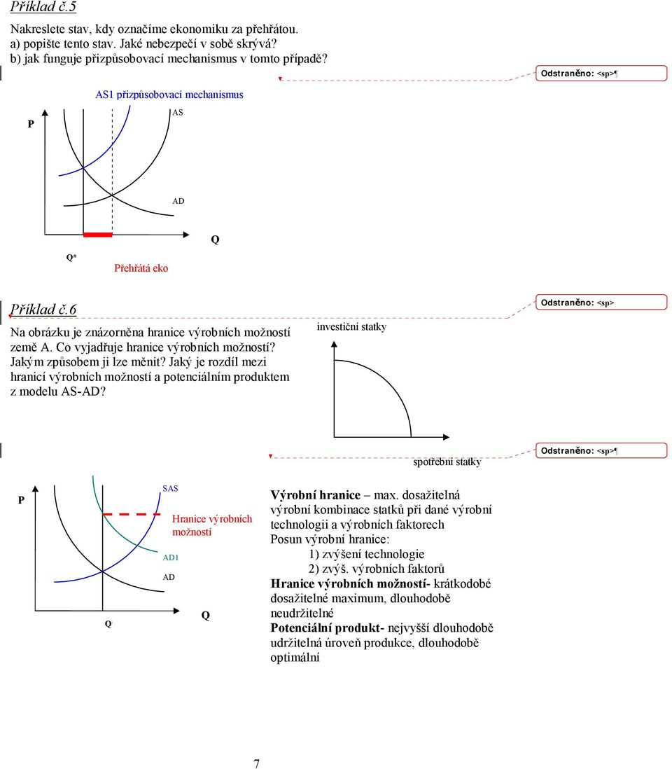 Jaký je rozdíl mezi hranicí výrobních možností a potenciálním produktem z modelu -? investiční statky Odstraněno: <sp> spotřební statky * S 1 Hranice výrobních možností Výrobní hranice max.