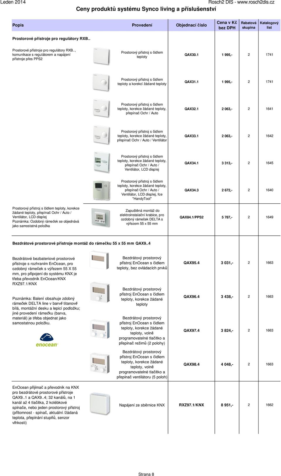 1 2 063,- 2 1641 Prostorový přístroj s čidlem teploty, korekce žádané teploty, přepínač Ochr / Auto / Ventilátor QAX33.