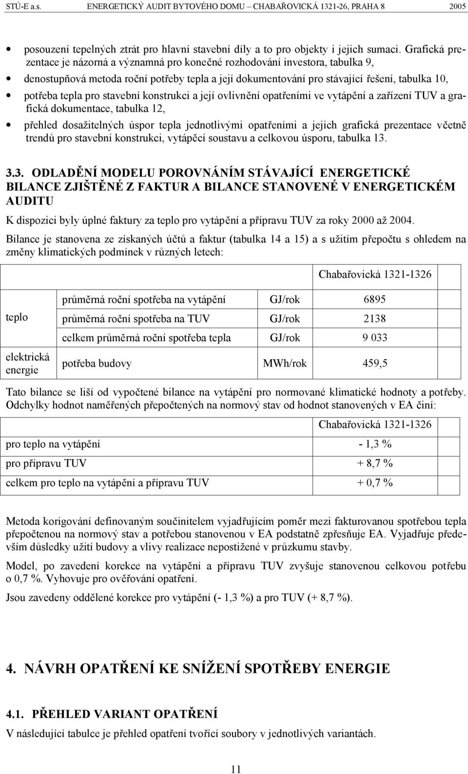 pro stavební konstrukci a její ovlivnění opatřeními ve vytápění a zařízení TUV a grafická dokumentace, tabulka 12, přehled dosažitelných úspor tepla jednotlivými opatřeními a jejich grafická