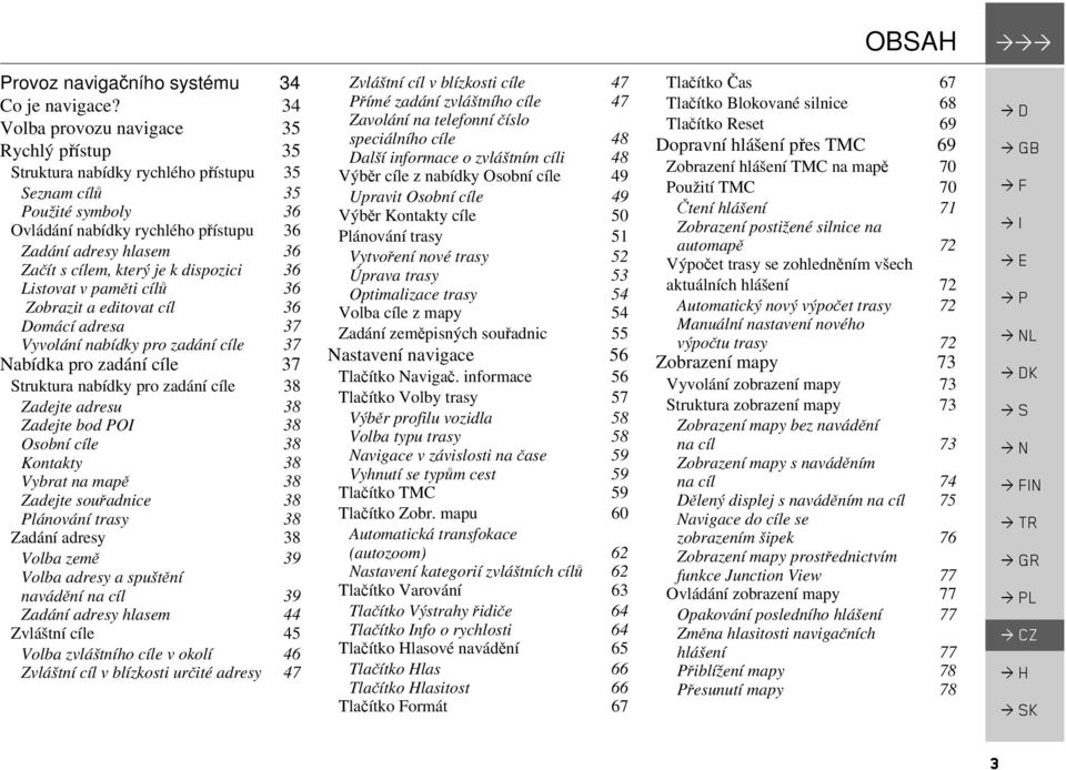 který je k dispozici 36 Listovat v paměti cílů 36 Zobrazit a editovat cíl 36 Domácí adresa 37 Vyvolání nabídky pro zadání cíle 37 Nabídka pro zadání cíle 37 Struktura nabídky pro zadání cíle 38