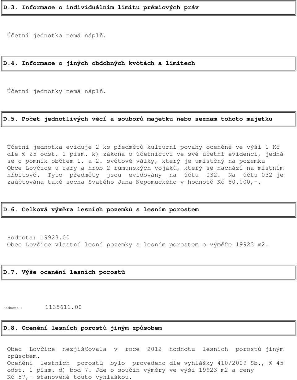 k) zákona o účetnictví ve své účetní evidenci, jedná se o pomník obětem 1. a 2.