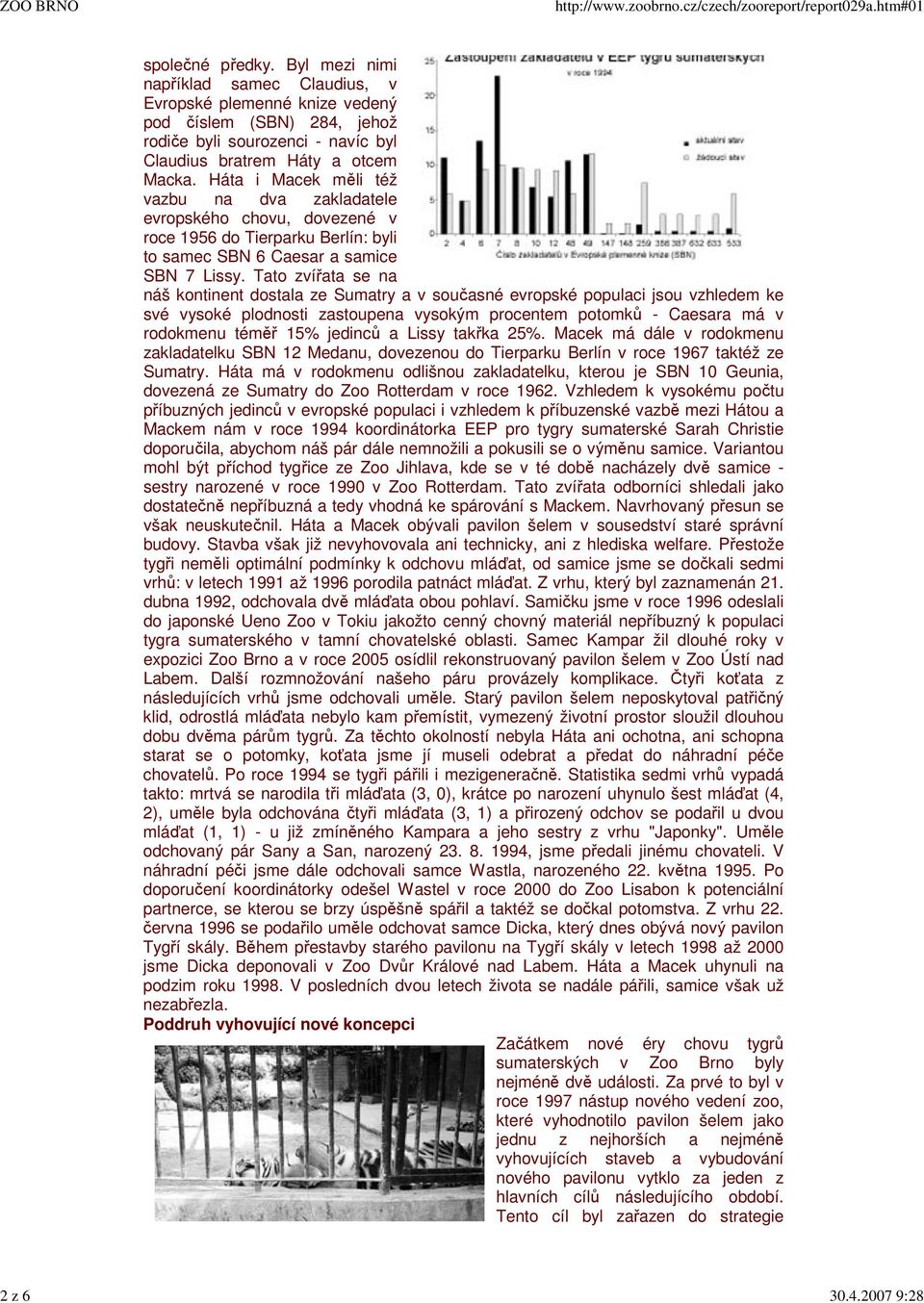 Háta i Macek měli též vazbu na dva zakladatele evropského chovu, dovezené v roce 1956 do Tierparku Berlín: byli to samec SBN 6 Caesar a samice SBN 7 Lissy.