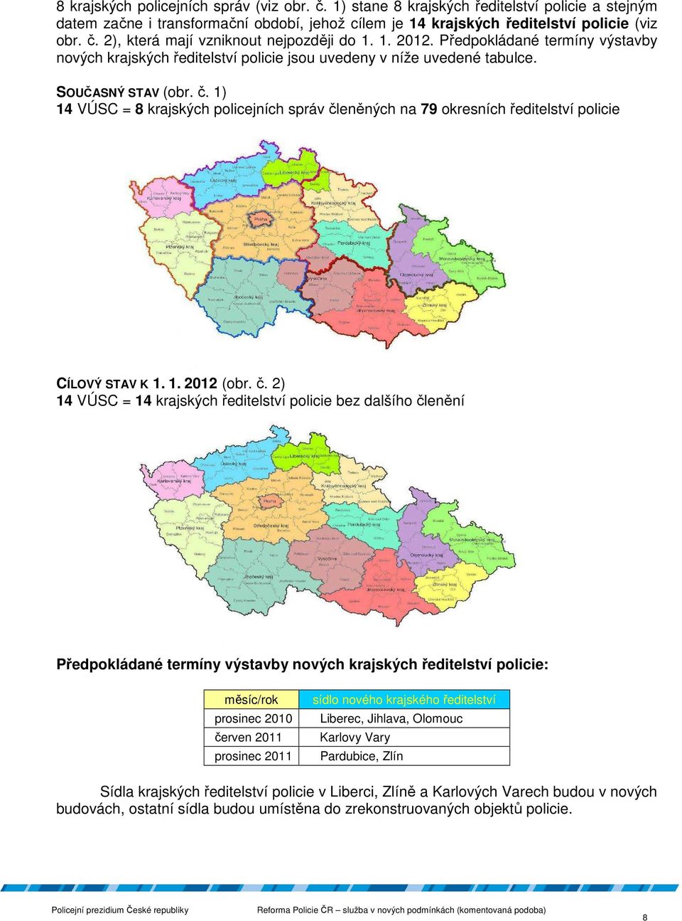 1) 14 VÚSC = 8 krajských policejních správ čl