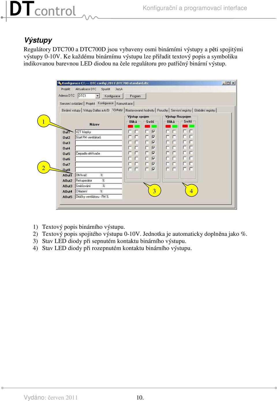 patřičný binární výstup. 4 ) Textový popis binárního výstupu. ) Textový popis spojitého výstupu 0-0V.