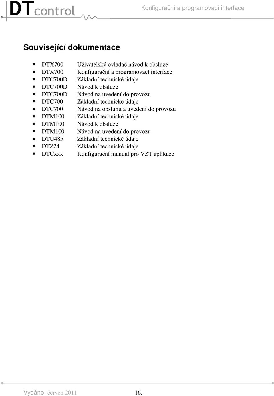 Návod na obsluhu a uvedení do provozu DTM00 Základní technické údaje DTM00 Návod k obsluze DTM00 Návod na uvedení do