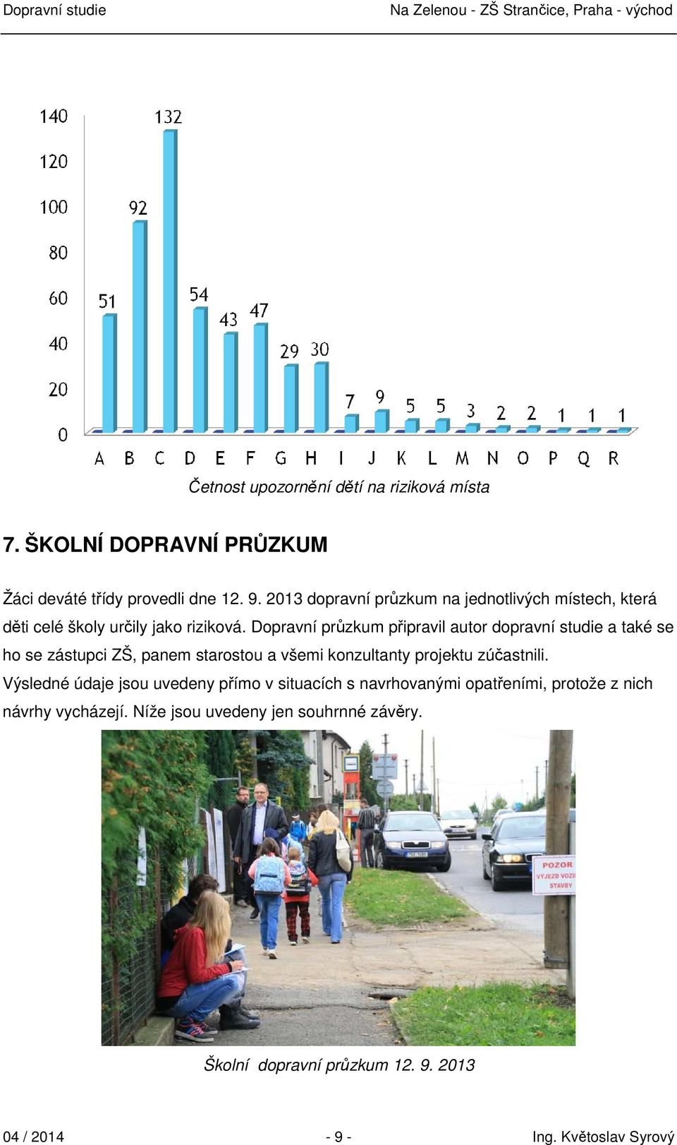 Dopravní průzkum připravil autor dopravní studie a také se ho se zástupci ZŠ, panem starostou a všemi konzultanty projektu zúčastnili.