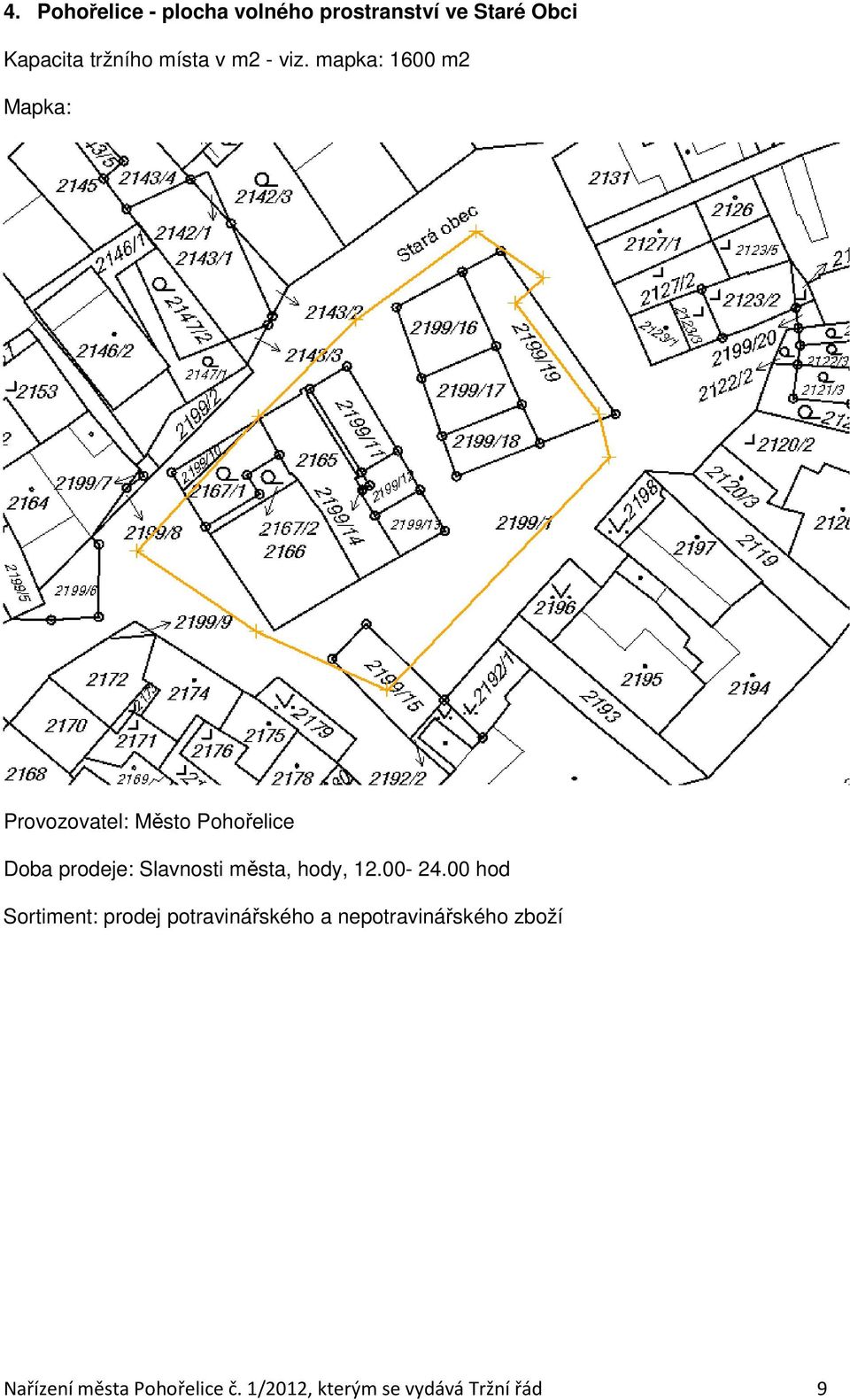 mapka: 1600 m2 Doba prodeje: Slavnosti města, hody, 12.00-24.