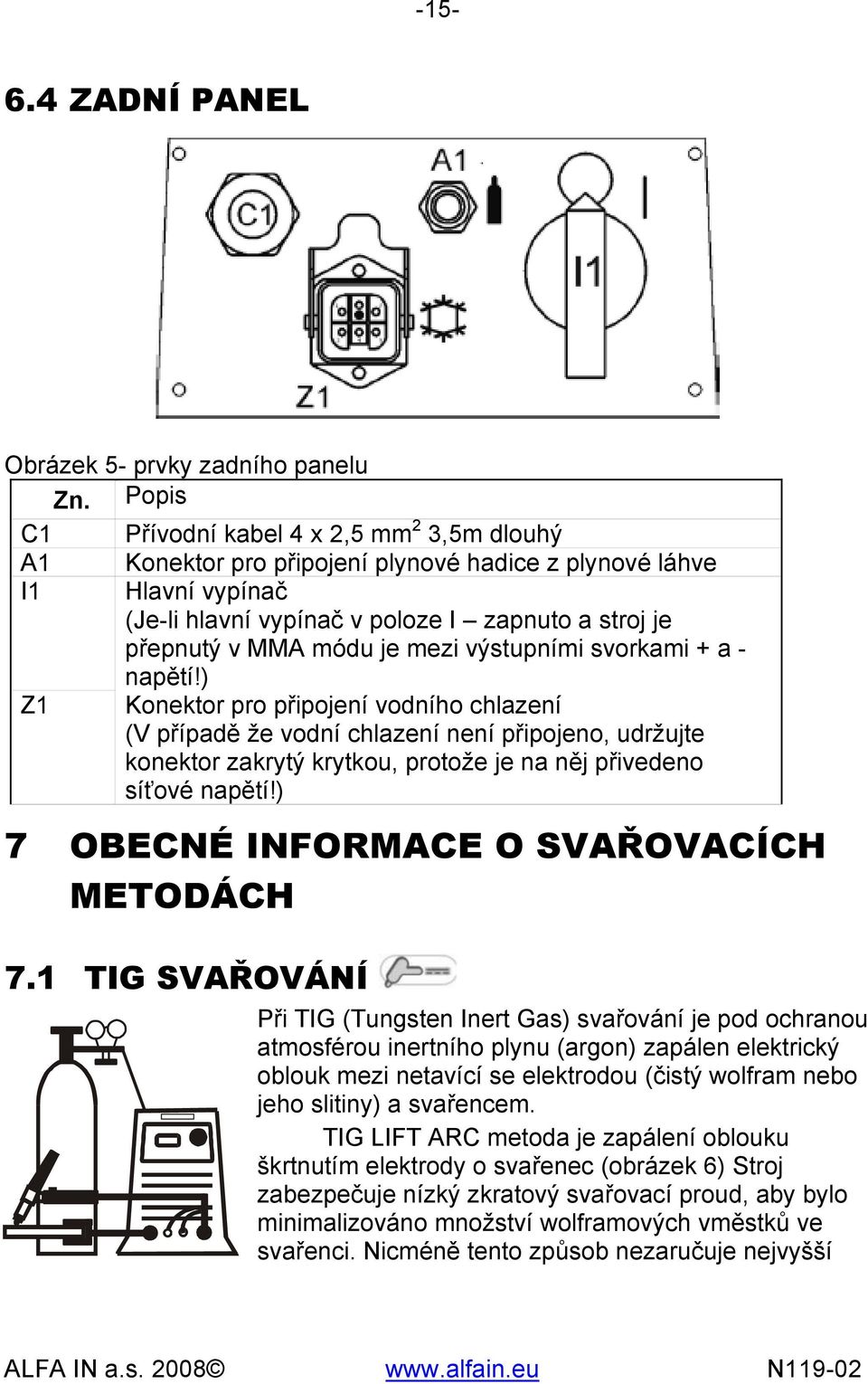 mezi výstupními svorkami + a - napětí!