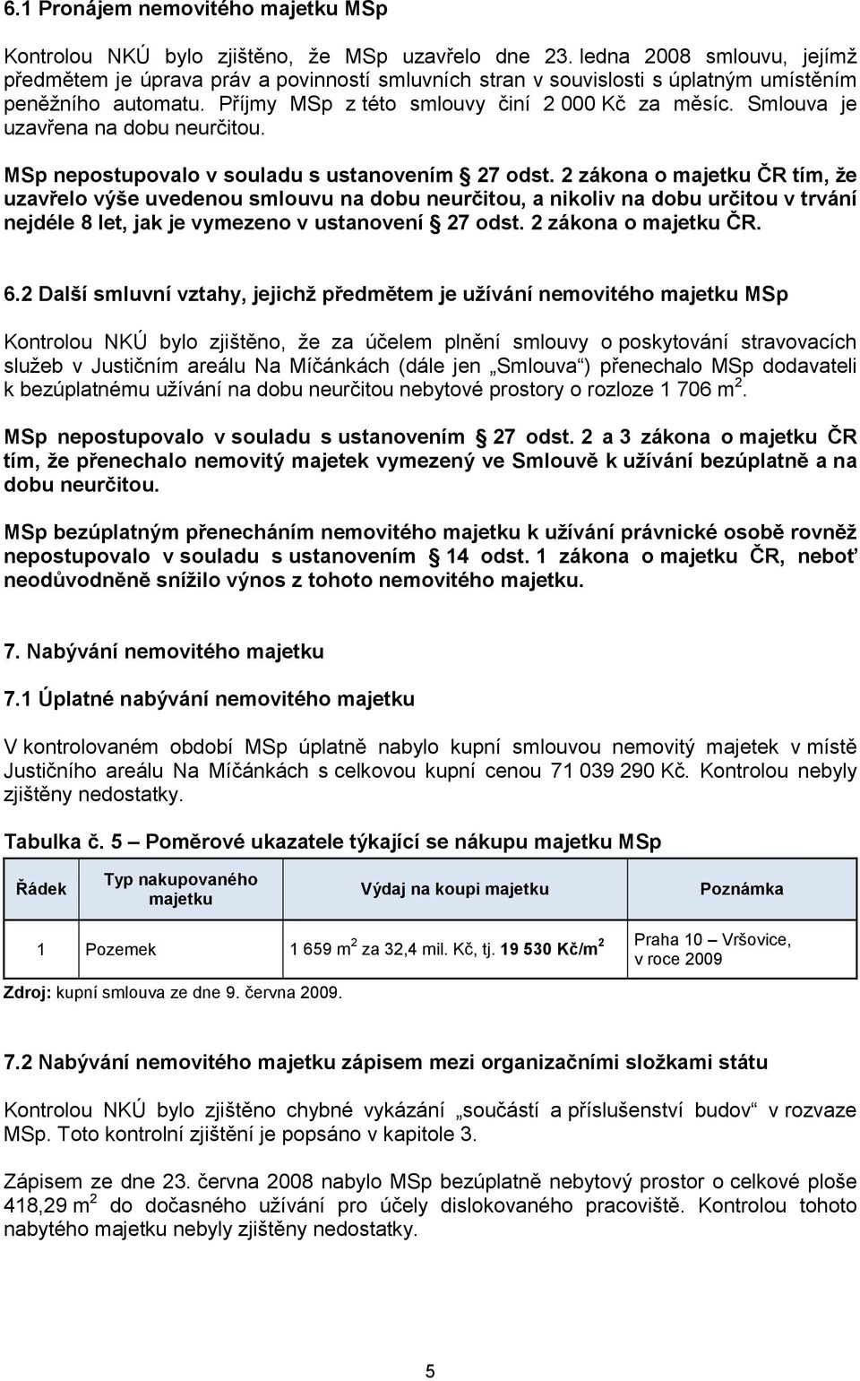 Smlouva je uzavřena na dobu neurčitou. MSp nepostupovalo v souladu s ustanovením 27 odst.