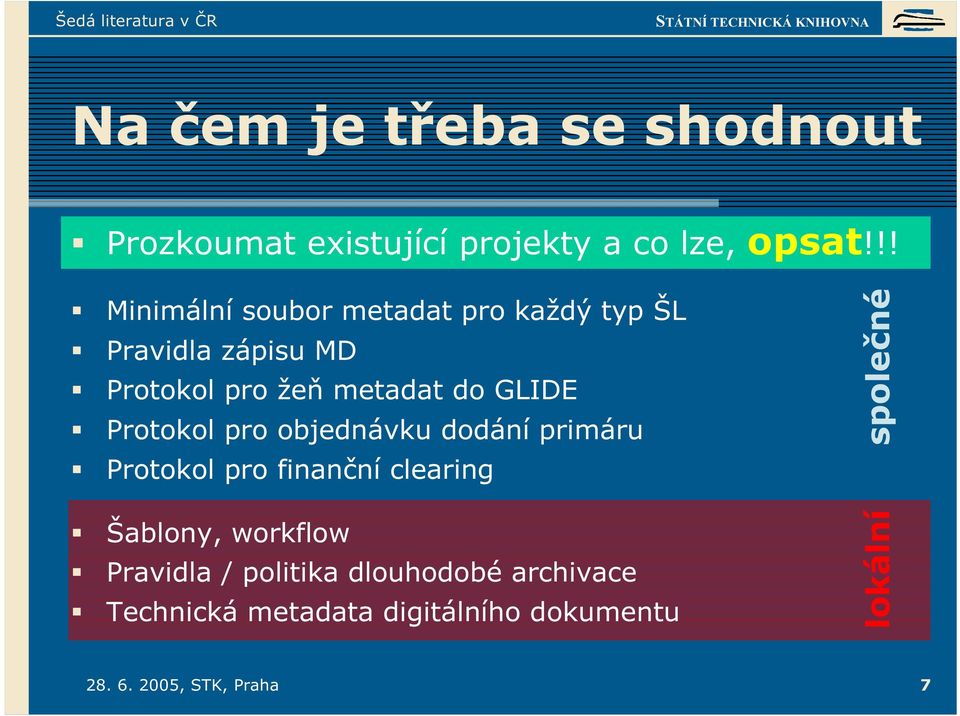 do GLIDE Protokol pro objednávku dodání primáru Protokol pro finanční clearing společné