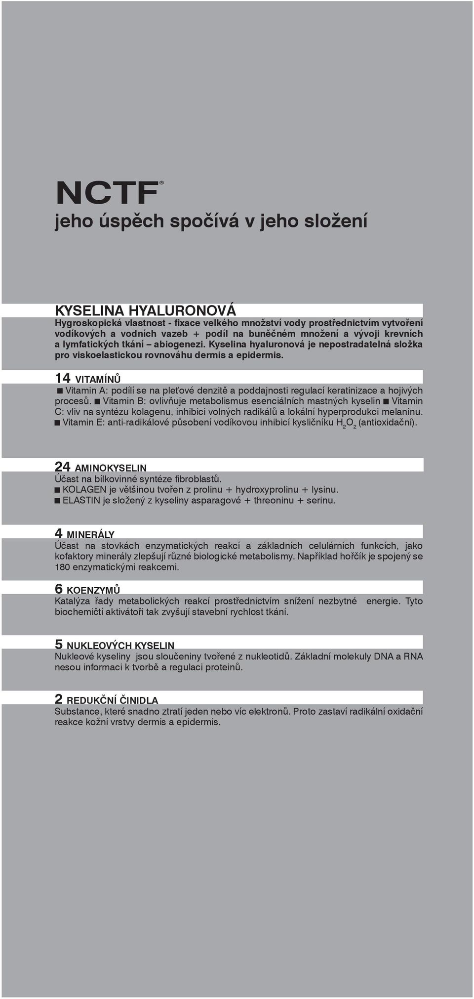 14 Vitamínů Vitamin A: podílí se na pleťové denzitě a poddajnosti regulací keratinizace a hojivých procesů.