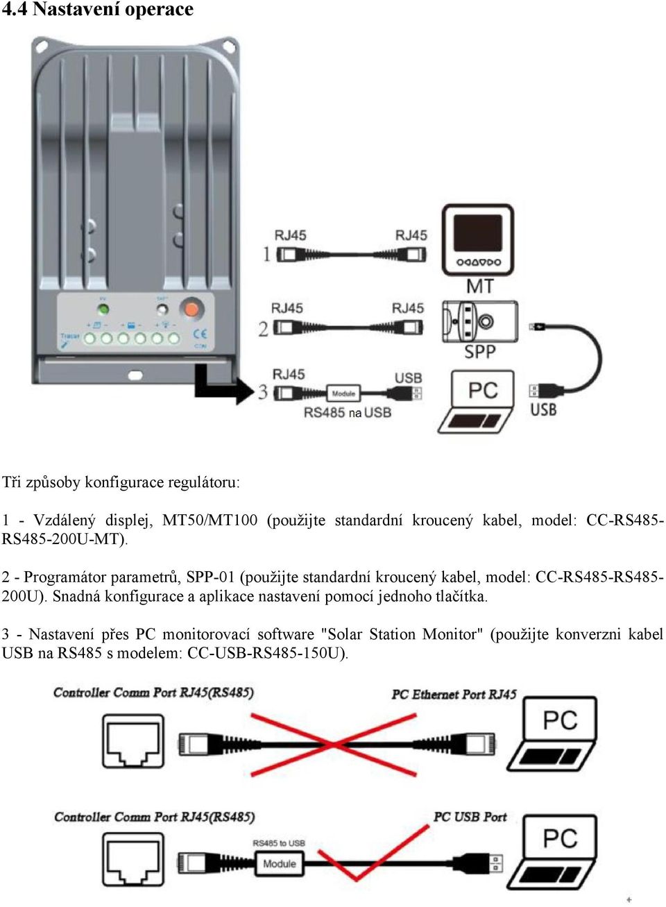 2 - Programátor parametrů, SPP-01 (použijte standardní kroucený kabel, model: CC-RS485-RS485200U).