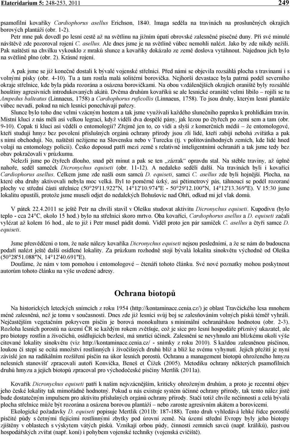 Ale dnes jsme je na světlině vůbec nemohli nalézt. Jako by zde nikdy nežili. Pak naštěstí na chvilku vykouklo z mraků slunce a kovaříky dokázalo ze země doslova vytáhnout.