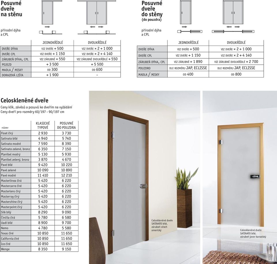 DVEŘE VIZ DVEŘE + 1 150 VIZ DVEŘE 2 + 4 140 ZÁRUBEŇ DÝHA, VIZ ZÁRUBNĚ + 1 890 VIZ ZÁRUBNĚ DVOUKŘÍDLÉ + 2 700 POUZDRO DLE ROZMĚRU JAP, ECLISSE DLE ROZMĚRU JAP, ECLISSE MADLA / MISKY OD 400 OD 800