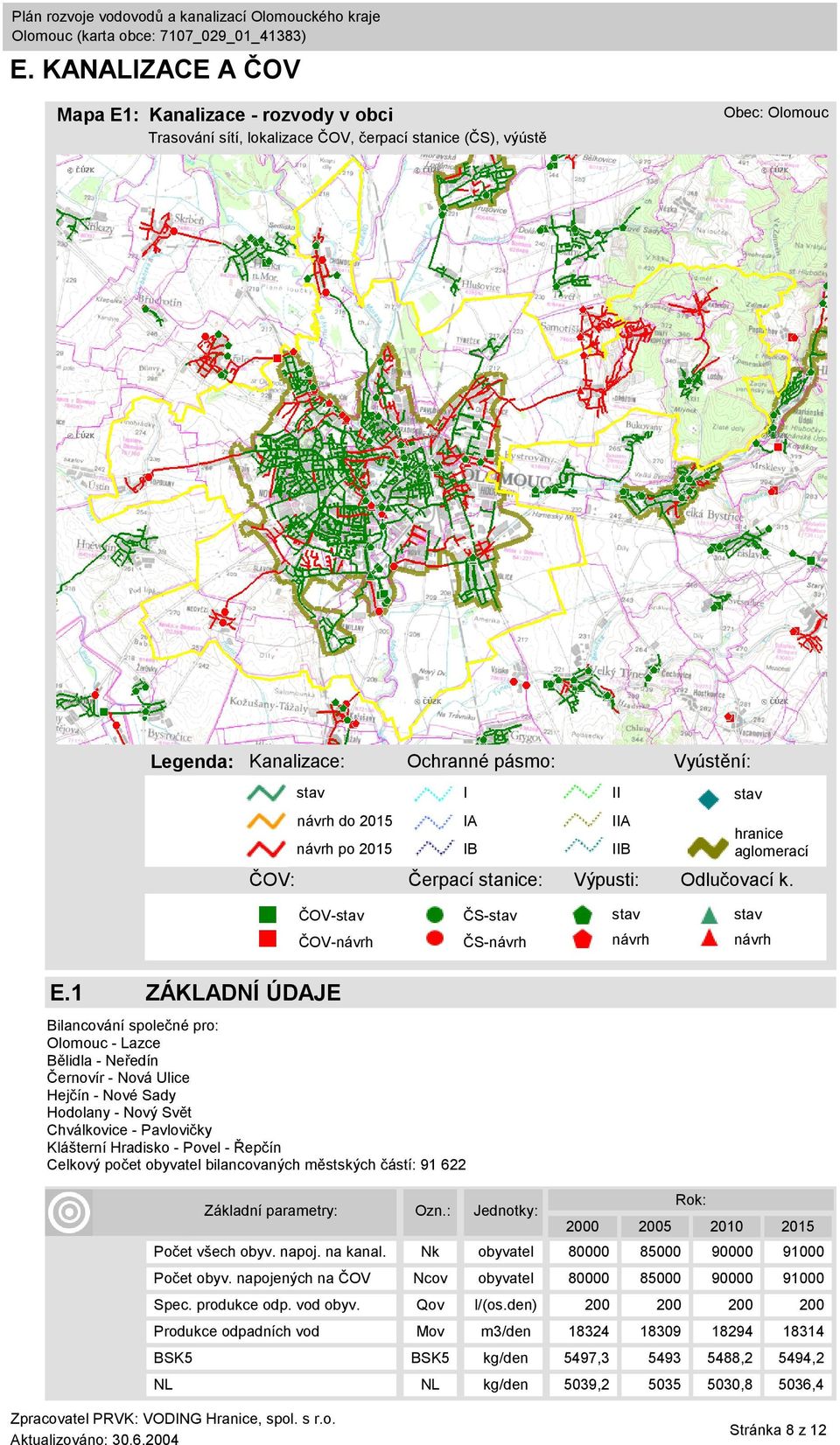 1 ZÁKLADNÍ ÚDAJE Bilancování společné pro: Olomouc - Lazce Bělidla - Neředín Černovír - Nová Ulice Hejčín - Nové Sady Hodolany - Nový Svět Chválkovice - Pavlovičky Klášterní Hradisko - Povel - Řepčín