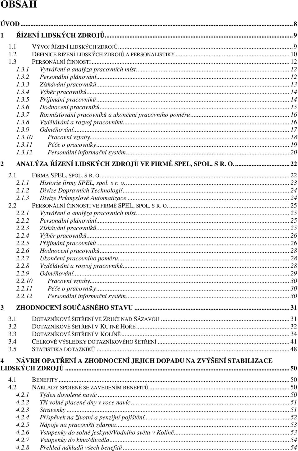 .. 16 1.3.8 Vzdělávání a rozvoj pracovníků... 16 1.3.9 Odměňování... 17 1.3.10 Pracovní vztahy... 18 1.3.11 Péče o pracovníky... 19 1.3.12 Personální informační systém.