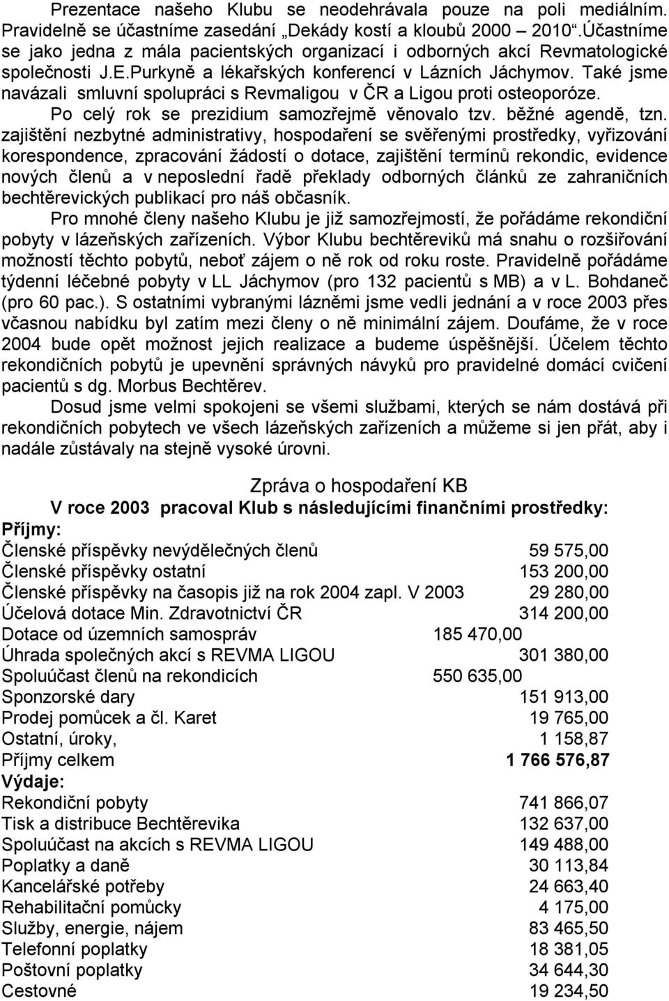 Také jsme navázali smluvní spolupráci s Revmaligou v ČR a Ligou proti osteoporóze. Po celý rok se prezidium samozřejmě věnovalo tzv. běžné agendě, tzn.