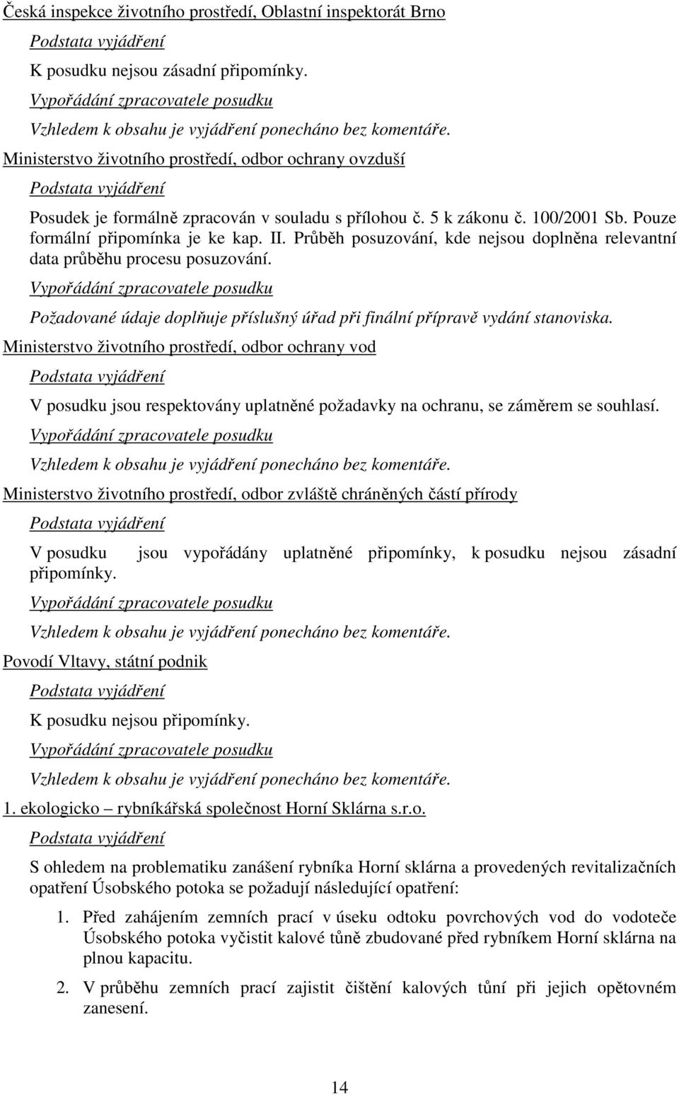 Průběh posuzování, kde nejsou doplněna relevantní data průběhu procesu posuzování. Požadované údaje doplňuje příslušný úřad při finální přípravě vydání stanoviska.