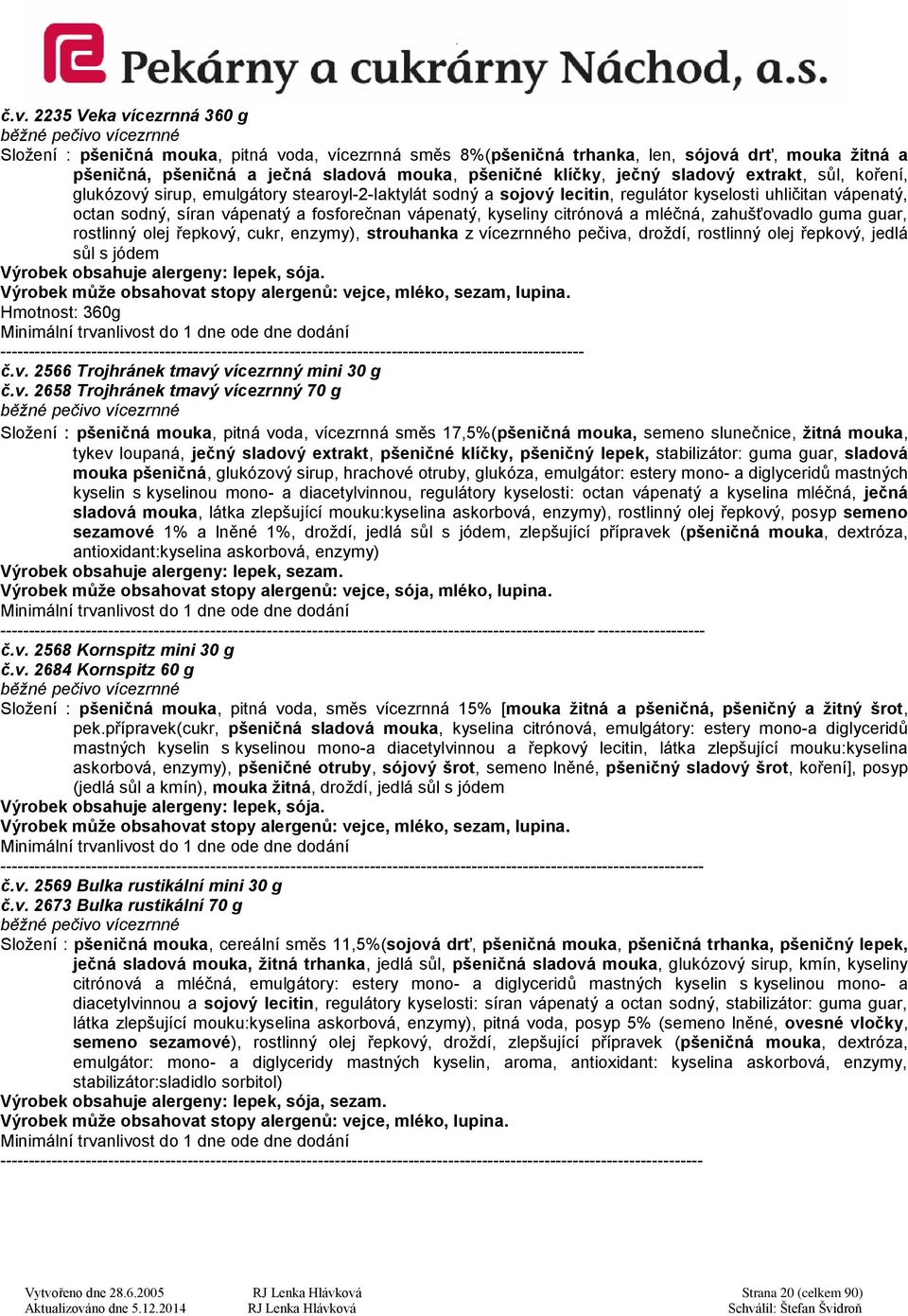 a fosforečnan vápenatý, kyseliny citrónová a mléčná, zahušťovadlo guma guar, rostlinný olej řepkový, cukr, enzymy), strouhanka z vícezrnného pečiva, droždí, rostlinný olej řepkový, jedlá sůl s jódem