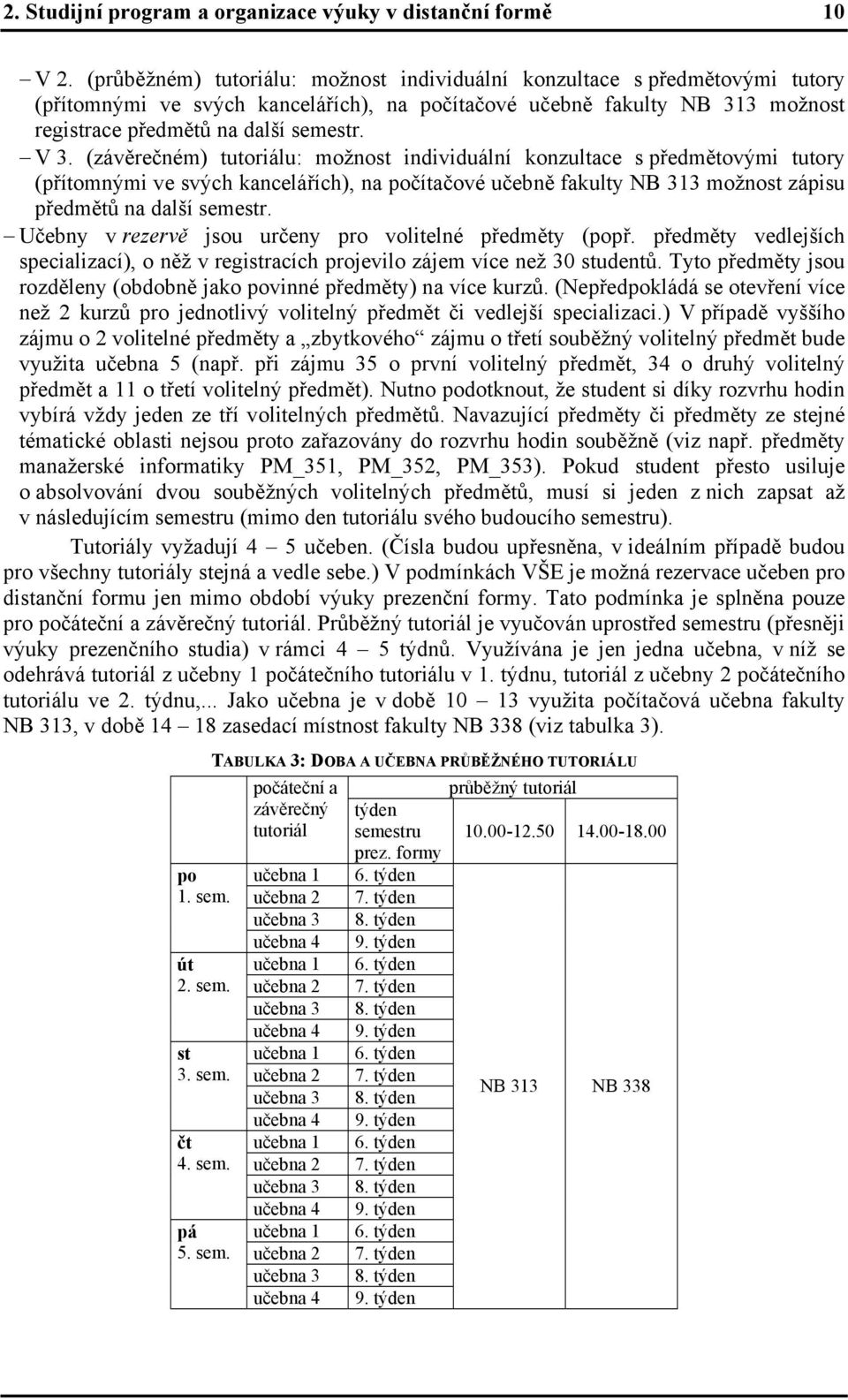 (závěrečném) tutoriálu: možnost individuální konzultace s předmětovými tutory (přítomnými ve svých kancelářích), na počítačové učebně fakulty NB 313 možnost zápisu předmětů na další semestr.