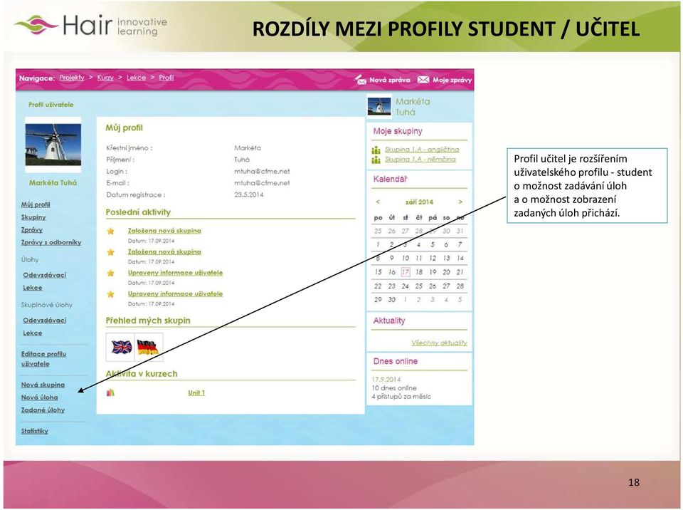 profilu - student o možnost zadávání úloh