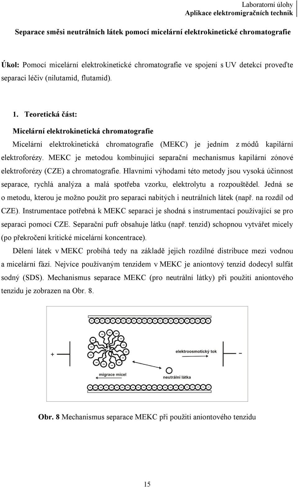 MEKC je metodou kombinující separační mechanismus kapilární zónové elektroforézy (CZE) a chromatografie.