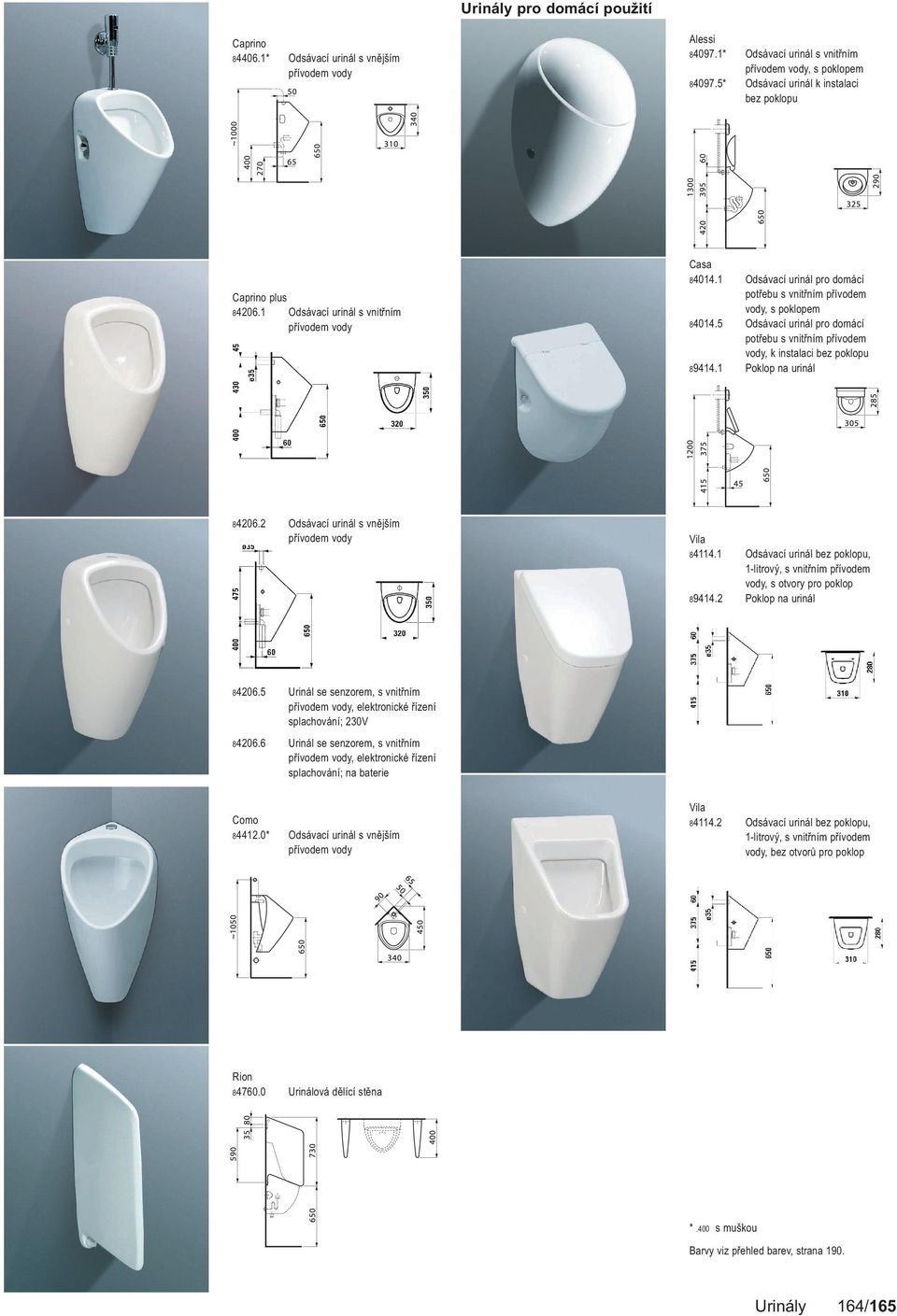 5 Odsávací urinál pro domácí potřebu s vnitřním přívodem vody, k instalaci bez poklopu 89414.1 Poklop na urinál 84206.2 Odsávací urinál s vnějším Vila 84114.