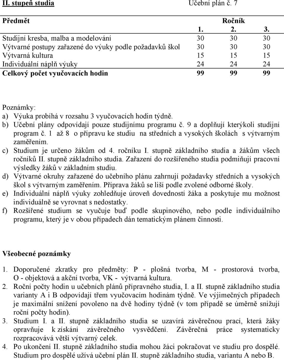 programu č. 9 a doplňují kterýkoli studijní program č. 1 až 8 o přípravu ke studiu na středních a vysokých školách s výtvarným zaměřením. c) Studium je určeno žákům od 4. ročníku I.