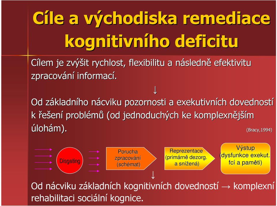 Od základnz kladního nácviku n pozornosti a exekutivních dovedností k řešení problémů (od jednoduchých ke komplexnější ším